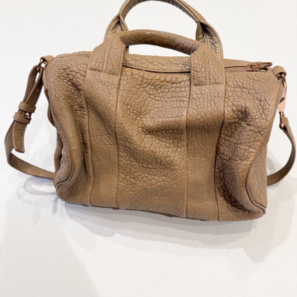 Alexander Wang Pebbled Lambskin Rocco Latte Rose Gold Hardware